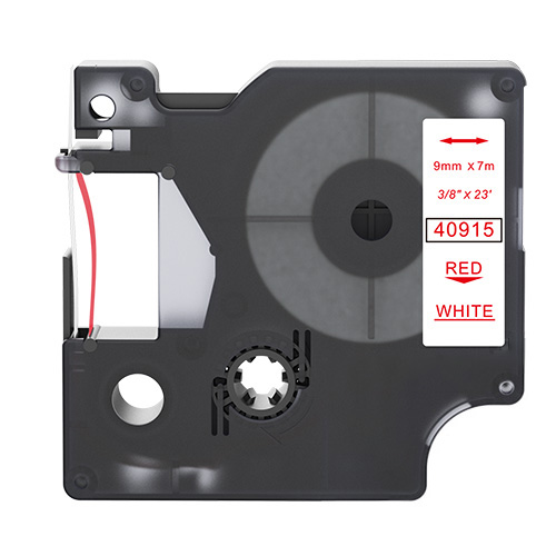 Nastro compatibile con Dymo 40915, rosso su bianco, 9 mm