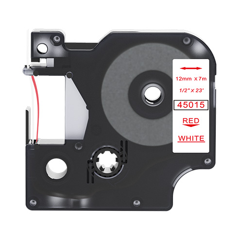 Nastro compatibile con Dymo 45015, rosso su bianco, 12 mm