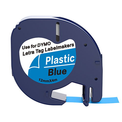 Nastro compatibile con Dymo 91205, nero su blu, 12 mm