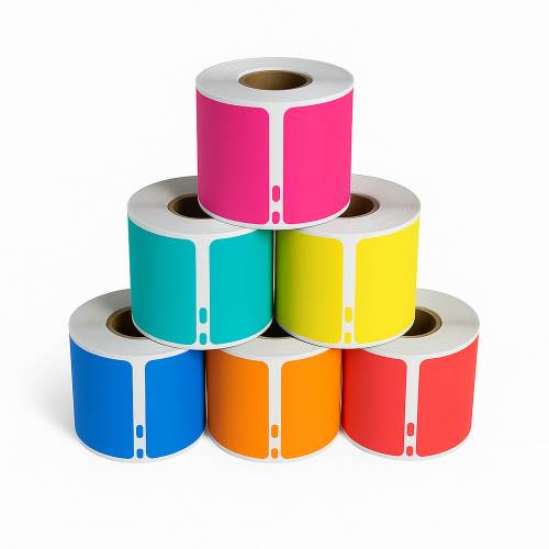 Confezione di etichette compatibili con Dymo 99014, colori arcobaleno, 101 x 54 mm, 6 confezioni da 220 etichette.