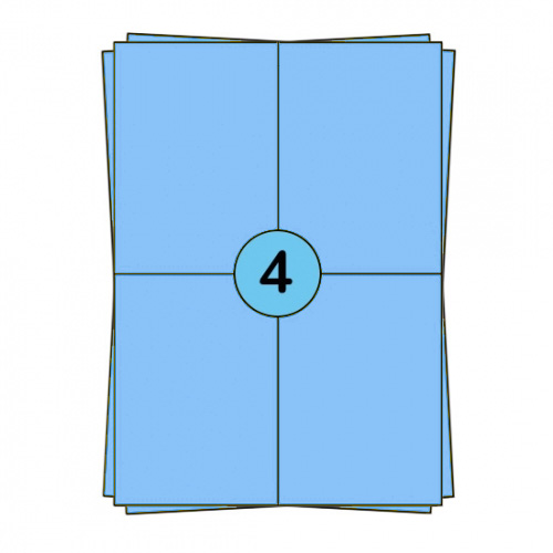 Fogli di adesivi A4, 104 x 148 mm, blu, 400 etichette