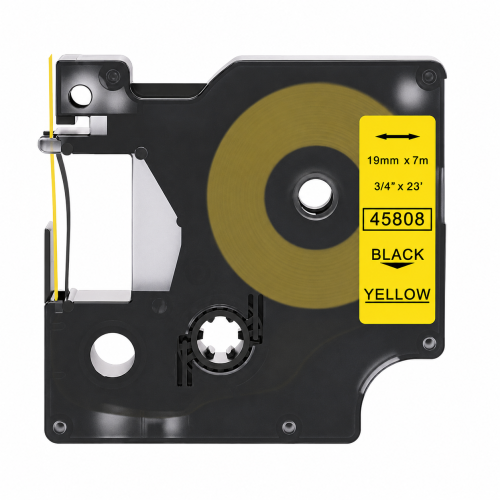 Nastro compatibile con Dymo 45808, nero su giallo, 19 mm