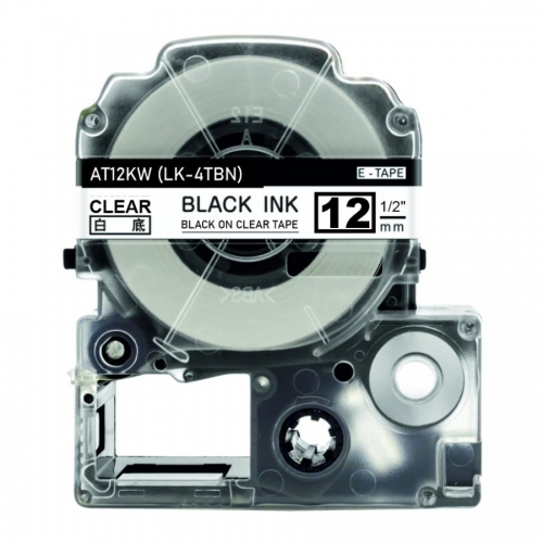Nastro compatibile con Epson LK-4TBN, nero su trasparente, 12 mm