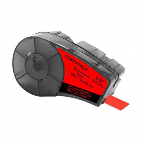 Nastro compatibile con Brady M21-750-595-RD, nero su rosso, 19,1 mm