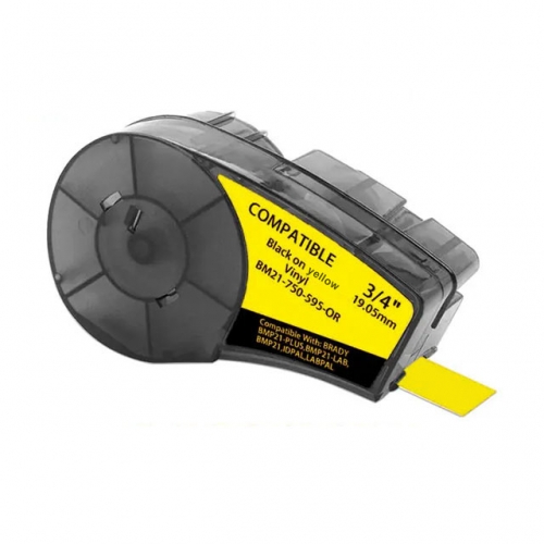 Nastro compatibile con Brady M21-750-595-YL, nero su giallo, 19,1 mm