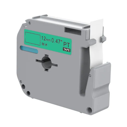 Nastro compatibile con Brother M-K731, nero su verde, 12 mm