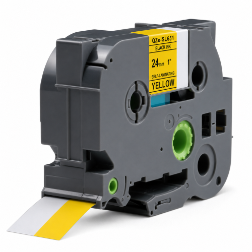 Nastro compatibile con Brother TZe-SL651, nero su giallo, 24 mm, autolaminante