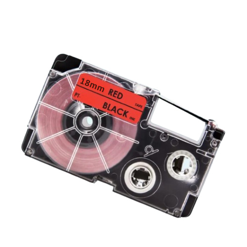Nastro compatibile con Casio XR-18RD, nero su rosso, 18 mm