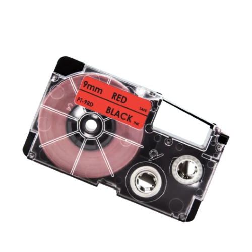 Nastro compatibile con Casio XR-9RD, nero su rosso, 9 mm